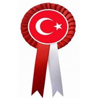 BUTON KOKART BAYRAK METAL ROZETLİ KIRMIZI 7 CM 25 Lİ 1