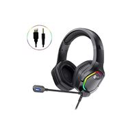 LENOVO KULAKLIK LECOO HT403 RGB LED AYDINLATMALI SİYAH KABLOLU OYUNCU MİKROFONLU ADAPTÖRLÜ 1