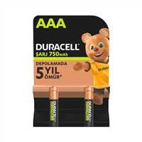 DURACELL PİL ŞARJLI İNCE KALEM AAA 750 MAH 2 Lİ HR03 1