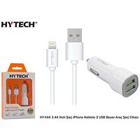 HYTECH ARAÇ ŞARJ SETİ HY-X44 USB ÇİFT ÇIKIŞLI BEYAZ 1