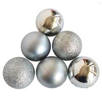 YILBAŞI SÜSÜ 4204-2 TOP BÜYÜK GÜMÜŞ SİMLİ MAT PARLAK 10 CM 6 LI 1