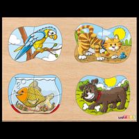 CHİVA AHŞAP PUZZLE CS-7044 4'Ü 1 ARADA EVCİL HAYVANLAR 1