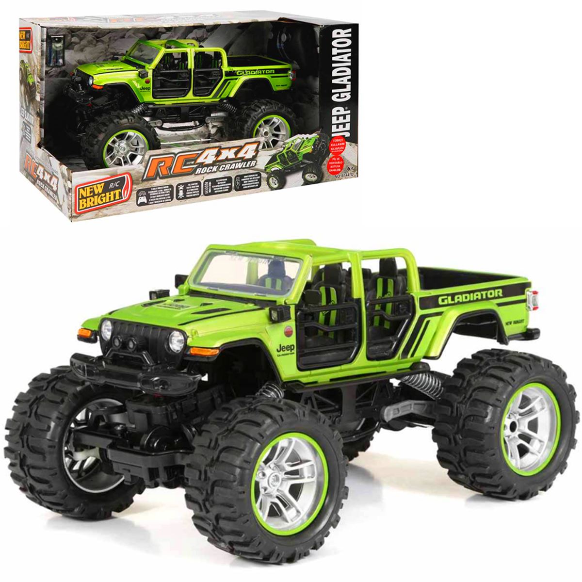 SUNMAN KUMANDALI ARABA 61447U JEEP 4x4 GLADİATOR ROCK CRAWLER PİLLİ USB KABLOLU 2.4GHZ 6+ 1