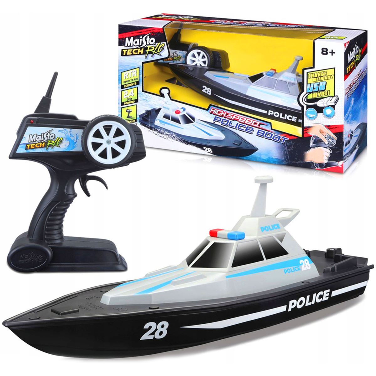 MAİSTO TECH RC 82196 POLİCE BOAT HİGH SPEED KUMANDALI 2.4 GHZ 8+ 1