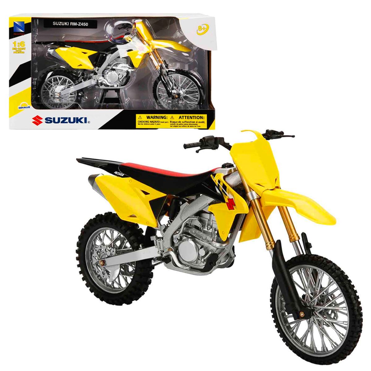 SUNMAN NEW RAY MOTOSİKLET 49473 SUZUKİ RM-Z450 DİE-CAST WİTH PLASTİC 1:6 8+ 1