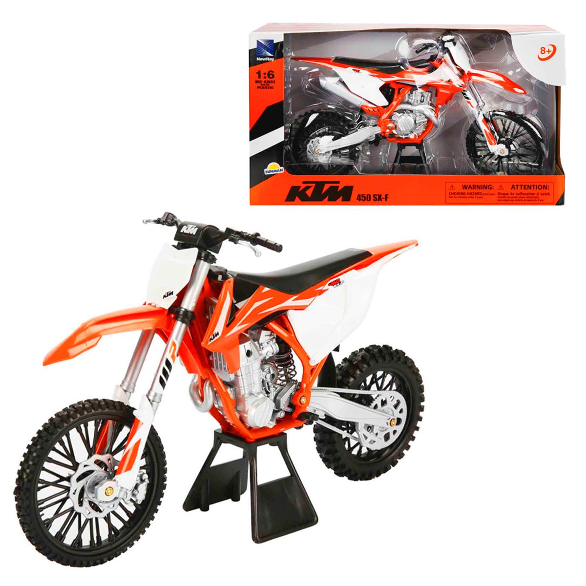 SUNMAN NEW RAY MOTOSİKLET 49613 KTM 450 SX-F DİE-CAST WİTH PLASTİC 1:6 8+ 1