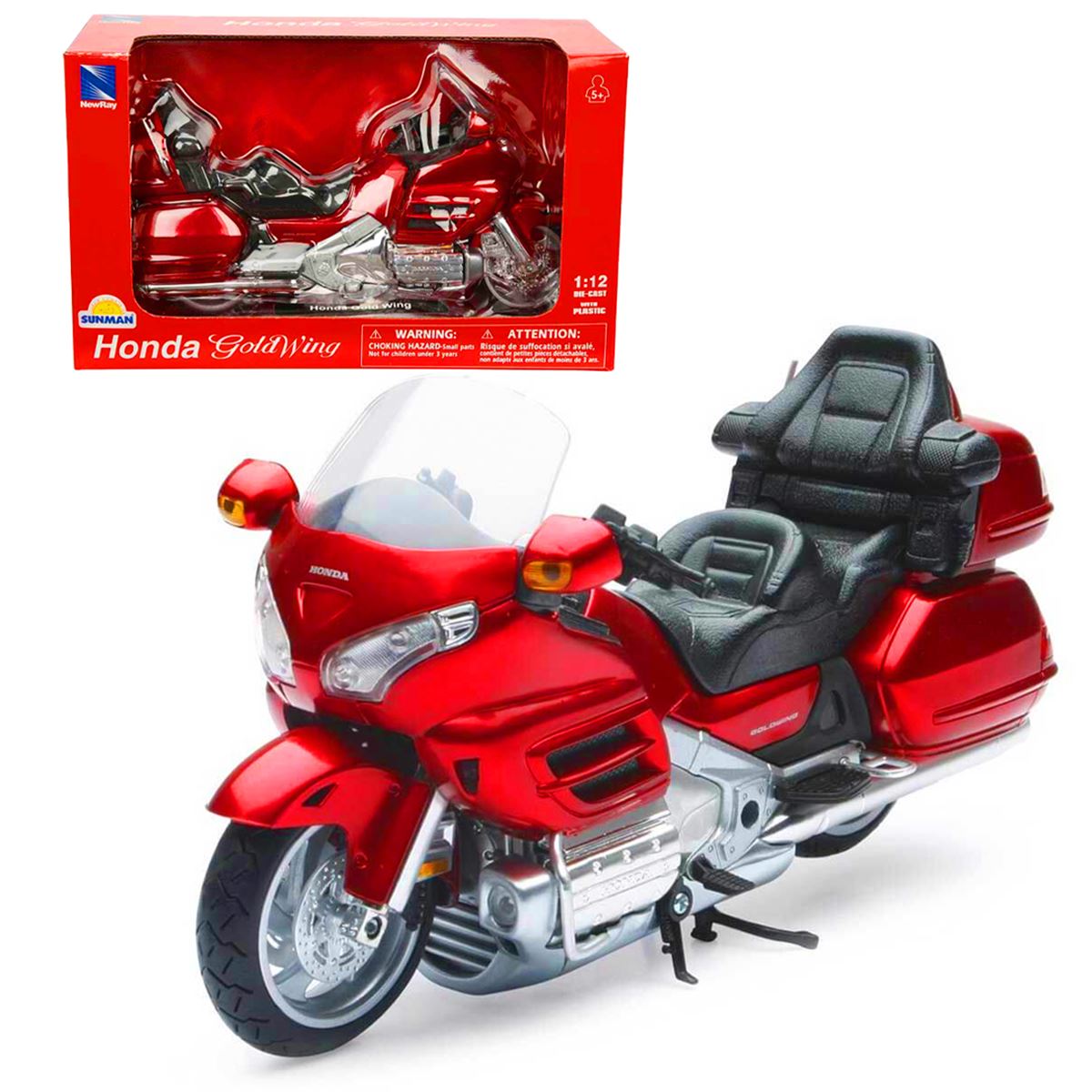 SUNMAN NEW RAY MOTOSİKLET 57253A HONDA GOLD WİNG DİE-CAST WİTH PLASTİC 1:12 5+ 1