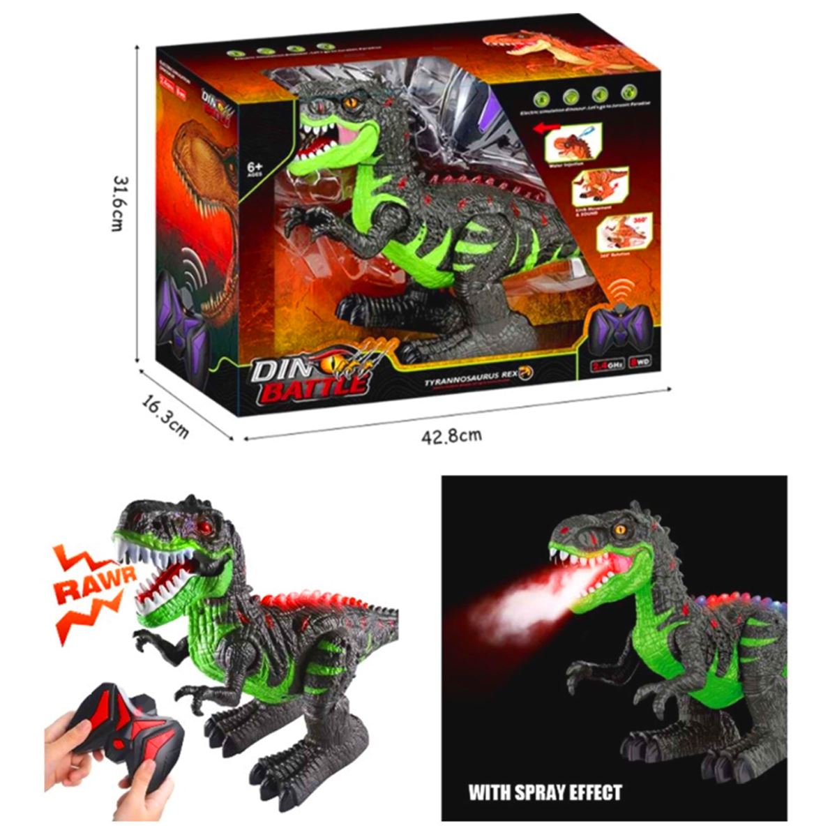 KARSAN DİNO BATTLE 666-58A DİNOZOR BÜYÜK BOY ÇOK FONKSİYONLU ŞARJLI 2.4 GHZ ŞARJLI SESLİ IŞIKLI 6+ 1
