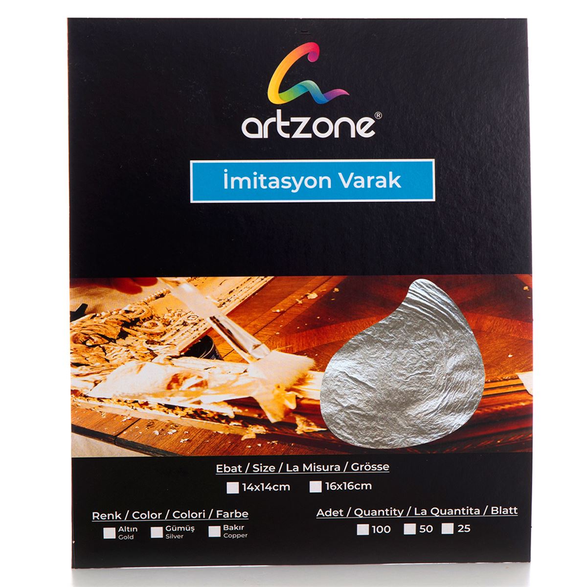 ARTZONE İMİTASYON VARAK GÜMÜŞ 14X14CM - 50 YAPRAK 1