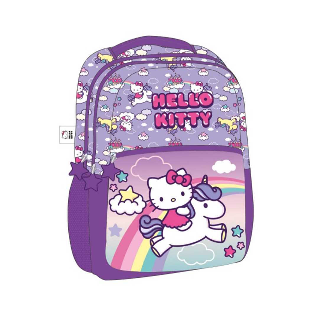 HELLO KİTTY OKUL ÇANTASI 2215 MOR ÜÇ BÖLMELİ 1