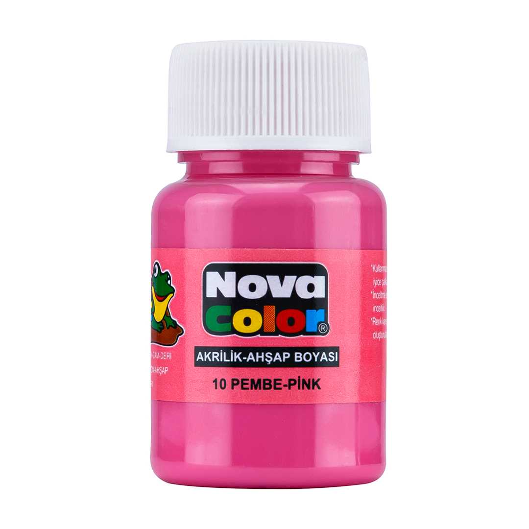 NOVA COLOR AKRİLİK BOYA ŞİŞE 30 ML PEMBE 12 Lİ NC-178 1