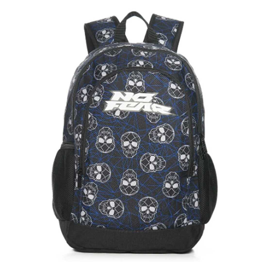 NO FEAR OKUL ÇANTASI 03514 SİYAH KURU KAFA ÇİFT BÖLMELİ 1
