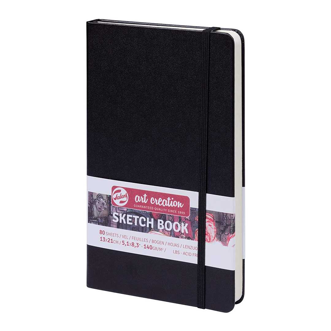 ART CREATİON ESKİZ DEFTERİ 13x21 DİKİŞLİ SERT KAPAK BLACK 140 GR LASTİKLİ 9314002M 1