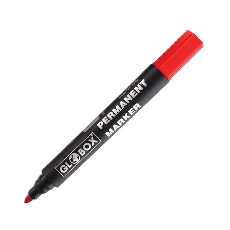 GLOBOX PERMANENT MARKÖR YUVARLAK UÇ KIRMIZI 12 Lİ 6769 1
