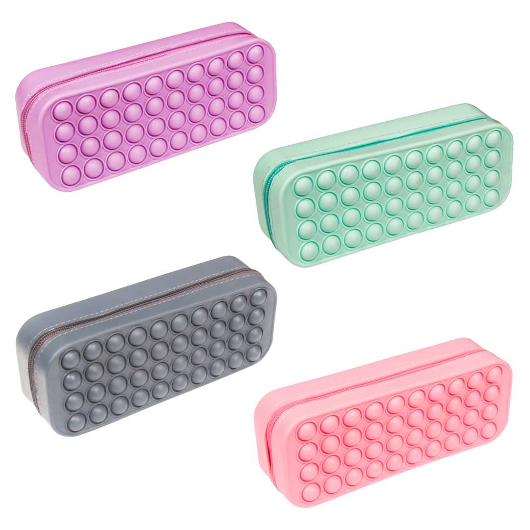 FLY COLOR SİLİKON KALEM ÇANTASI 1206 POPİT TEK BÖLMELİ 4 RENK 12 Lİ 1