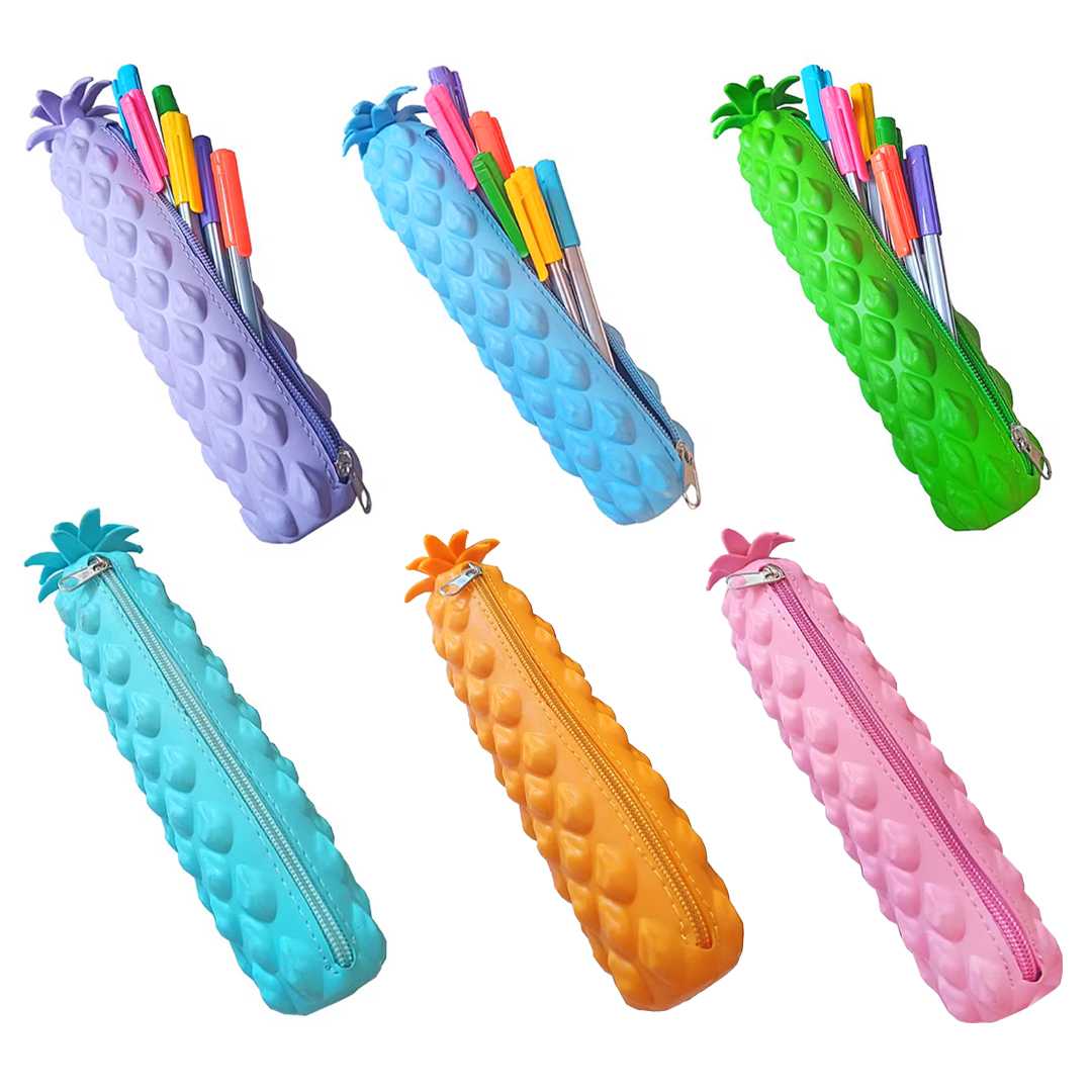 FLY COLOR SİLİKON KALEM ÇANTASI 1210 ANANAS TEK BÖLMELİ 6 RENK 12 Lİ 1