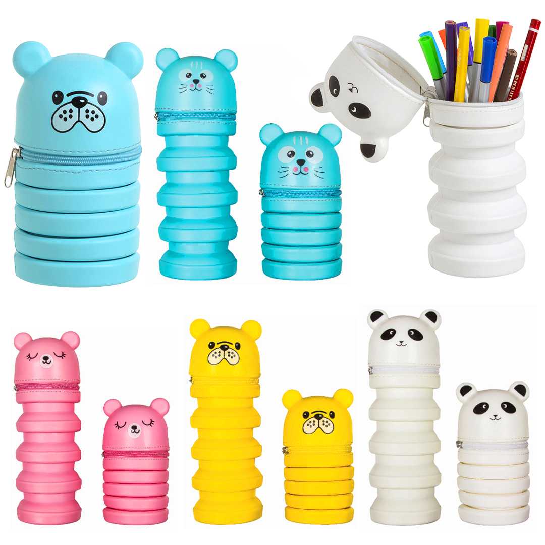 FLY COLOR SİLİKON KALEM ÇANTASI 1237 AKORDİYON TEK BÖLMELİ 4 RENK 12 Lİ 1