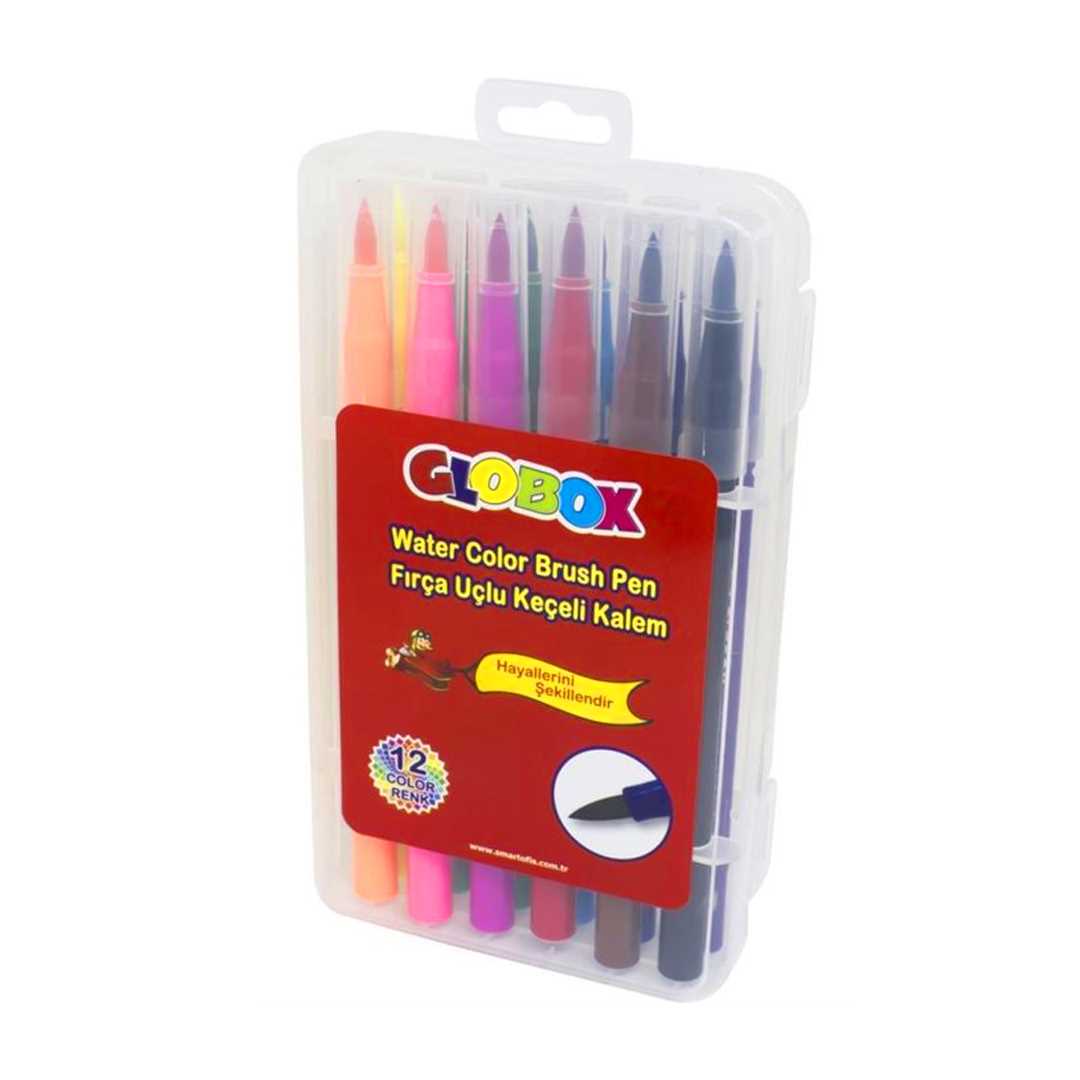 GLOBOX KEÇELİ KALEM FIRÇA UÇLU 12 RENK 2602 1