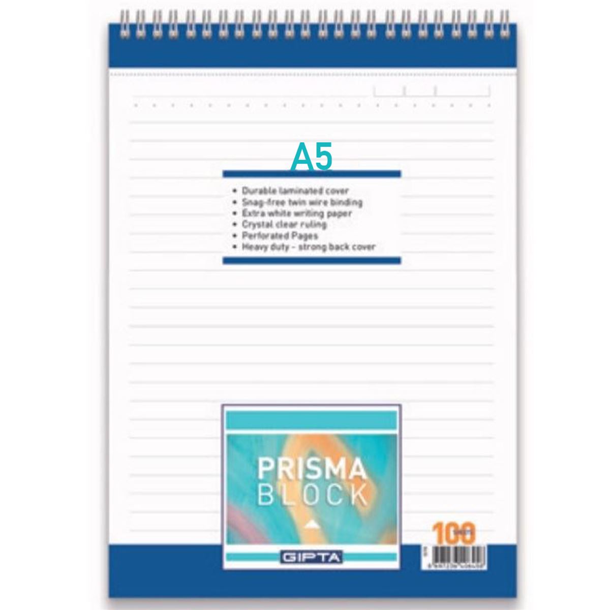 GIPTA BLOKNOT PRİSMA A5 ÜSTTEN SPİRALLİ KARTON KAPAK 100 YP ÇİZGİLİ 6 LI 1379 1