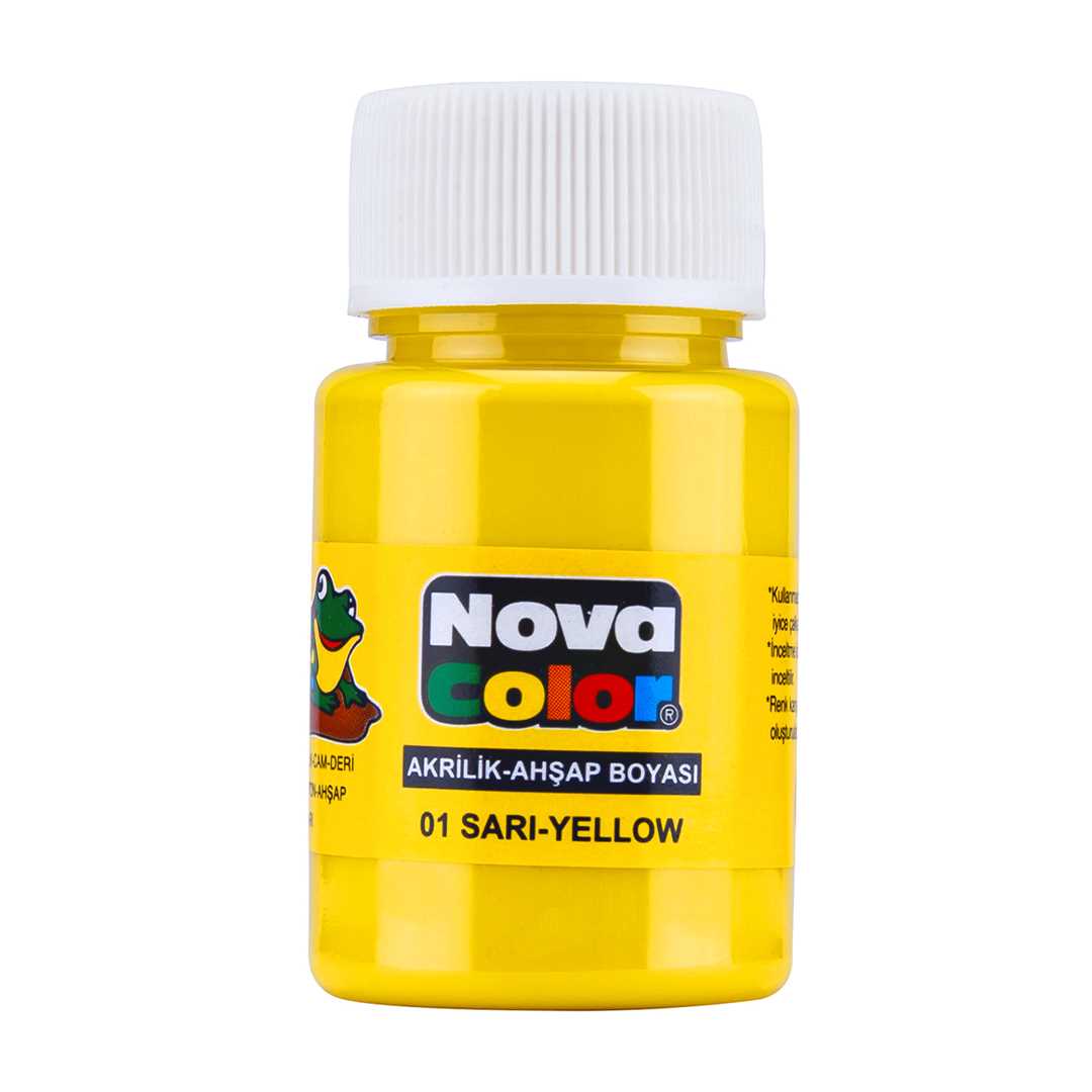 NOVA COLOR AKRİLİK BOYA ŞİŞE 30 ML SARI 12 Lİ NC-169 1