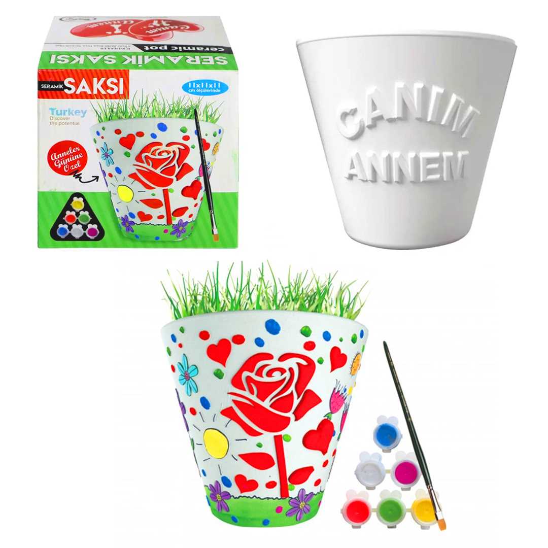 KUMTOYS SERAMİK SAKSI KM5272 BOYAMA SETİ 4+ 1