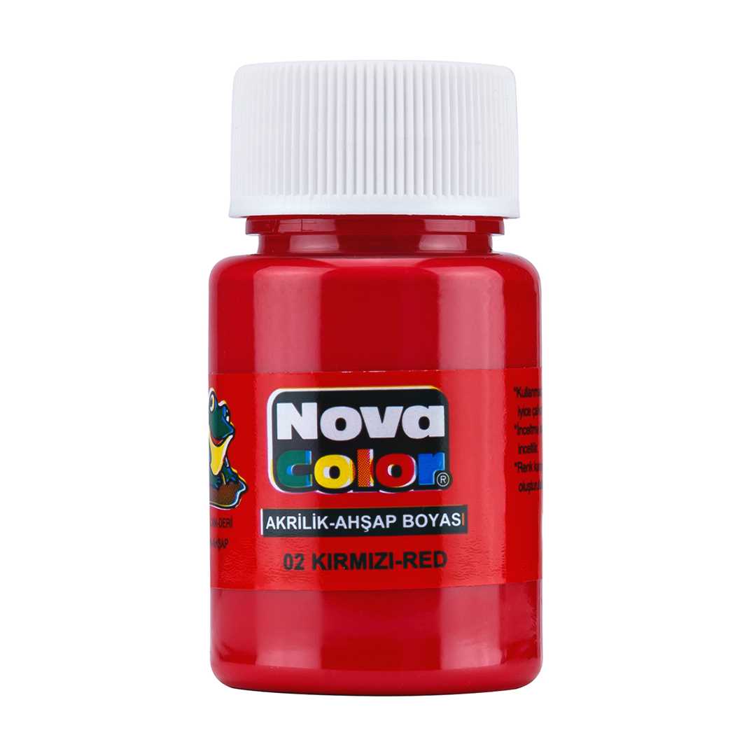 NOVA COLOR AKRİLİK BOYA ŞİŞE 30 ML KIRMIZI 12 Lİ NC-170 1