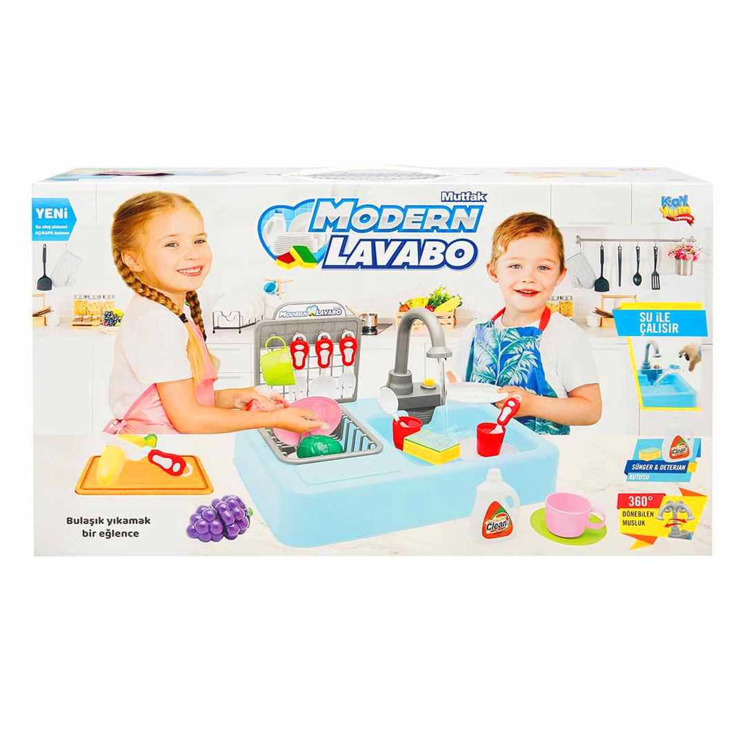 KAYYUM MODERN LAVABO 7021M MAVİ MUTFAK SETİ PİLLİ 3+ 1
