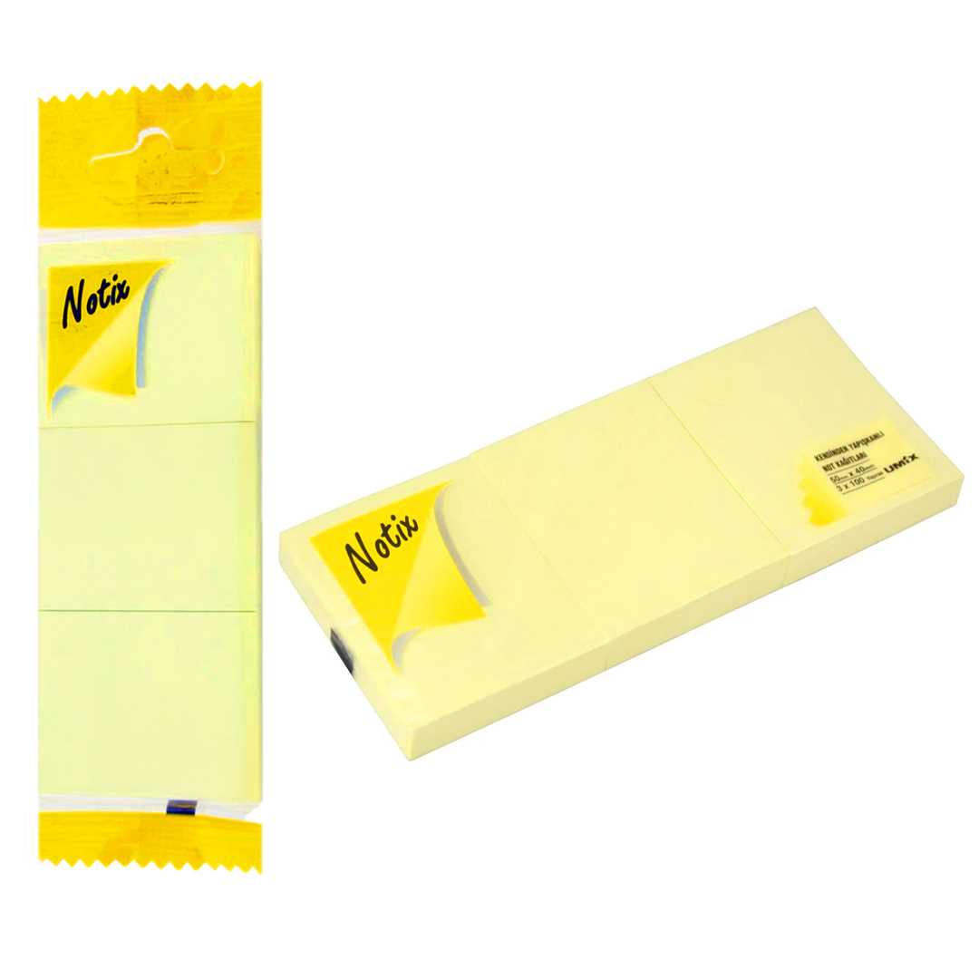 NOTİX YAPIŞKANLI NOT KAĞIDI 50x40 PASTEL SARI 3 LÜ 100 YP N-PS-5040-3 1