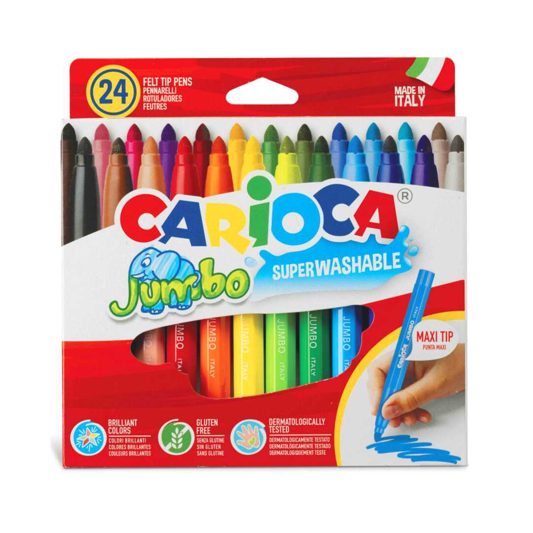 CARİOCA KEÇELİ KALEM JUMBO 24 RENK YIKANABİLİR 40570 1