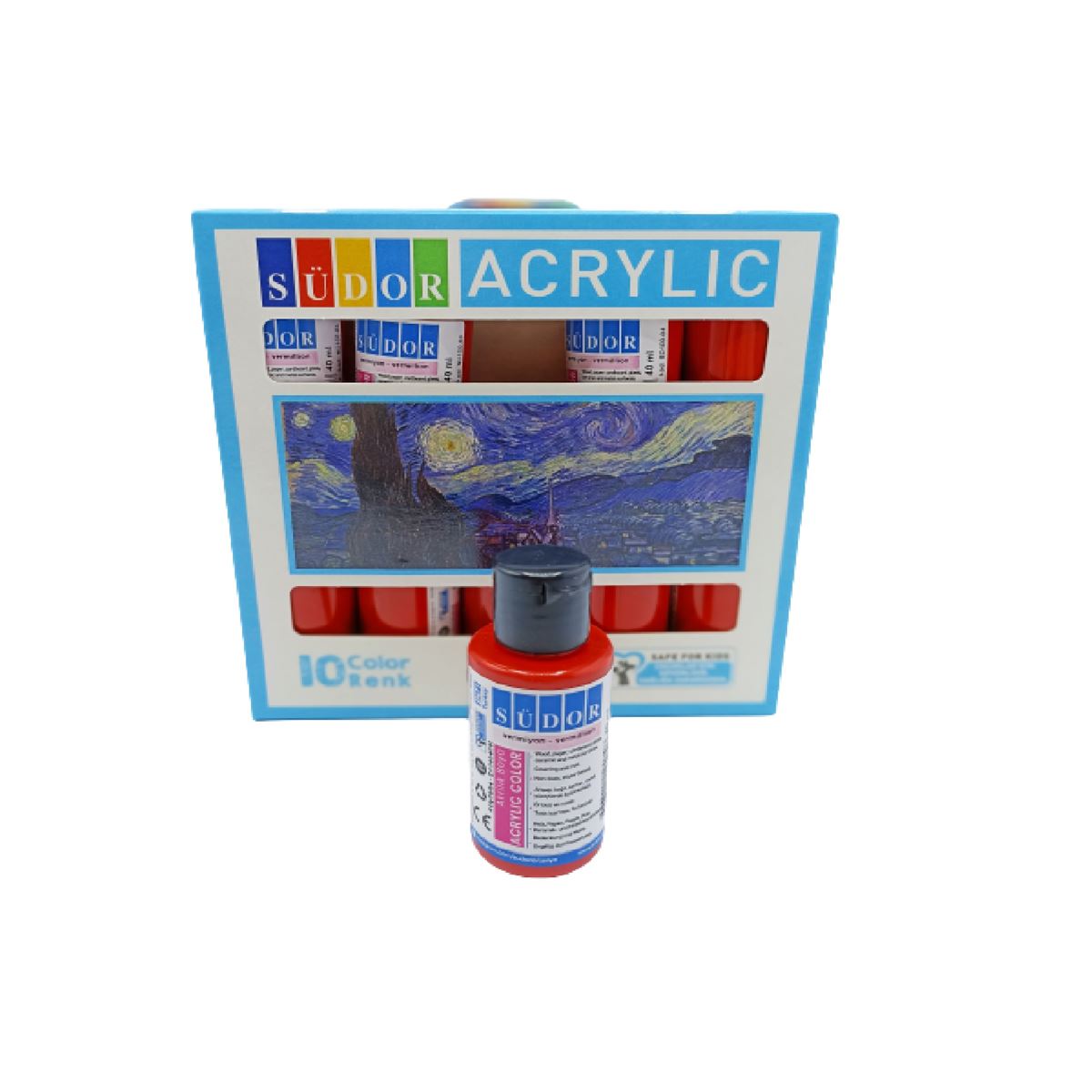 SÜDOR AKRİLİK BOYA 40 ML VERMİYON KIRMIZI 10 LU SD100-04 1