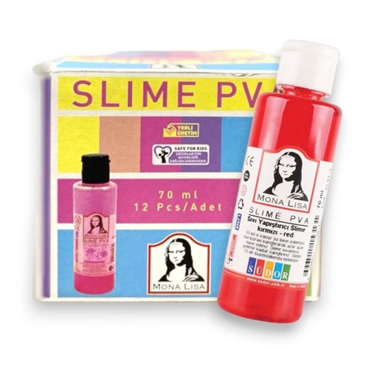 SÜDOR MONALİSA SLİME YAPIŞTIRICI KIRMIZI 70 ML 12 Lİ SL01-3 1