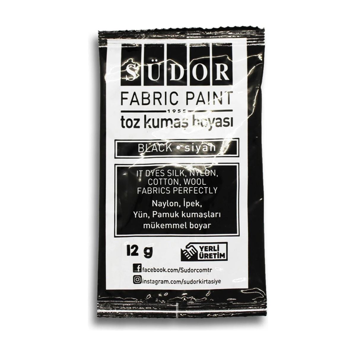 SÜDOR TOZ KUMAŞ BOYASI SİYAH 12 Lİ KB10 1