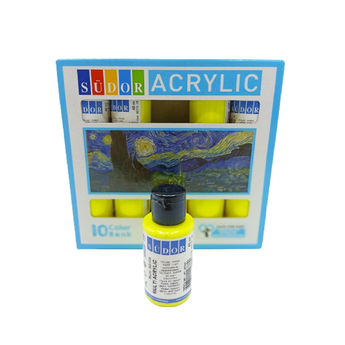 SÜDOR AKRİLİK BOYA 40 ML FOSFORLU SARI 10 LU SD110-05 1