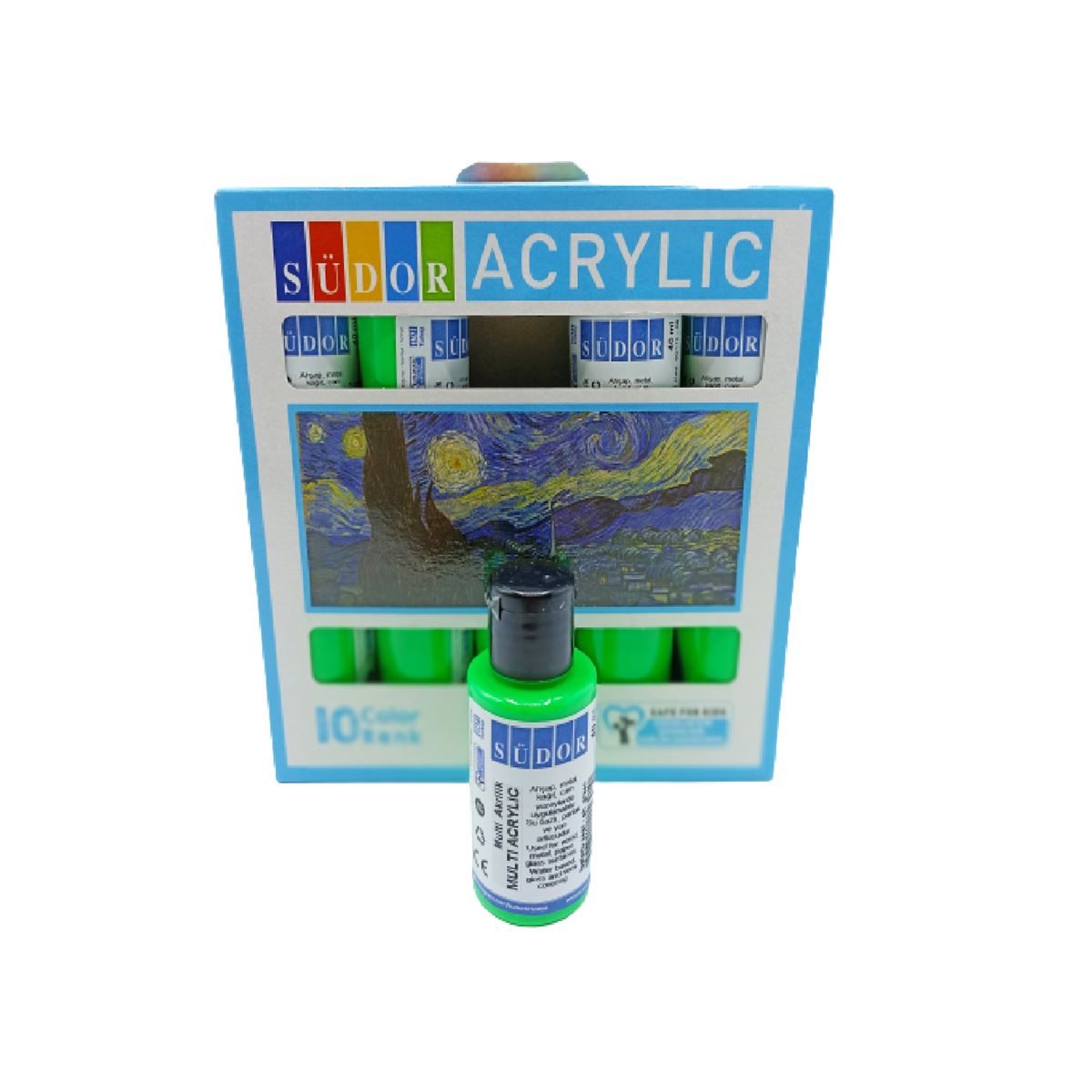 SÜDOR AKRİLİK BOYA 40 ML FOSFORLU YEŞİL 10 LU SD110-08 1