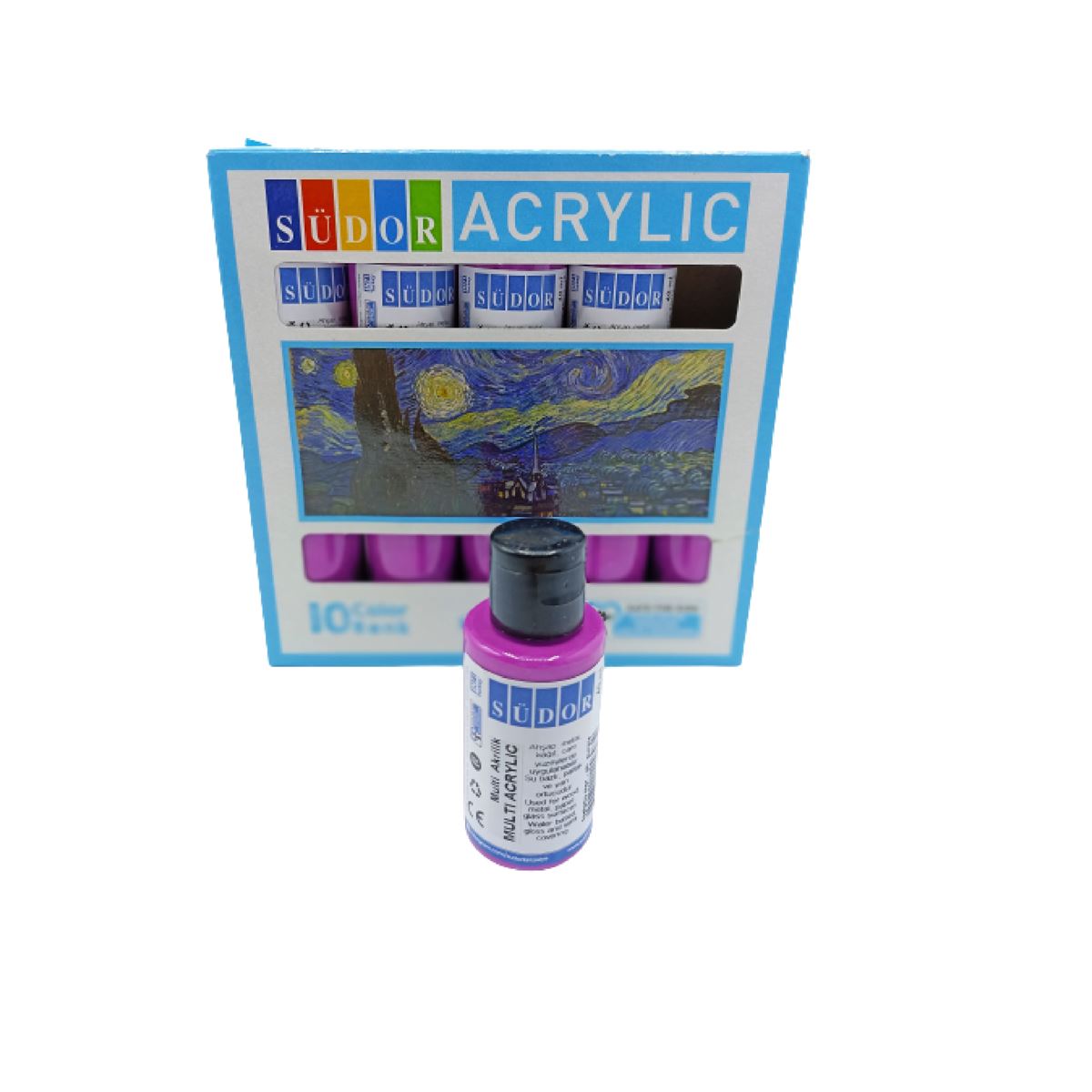 SÜDOR AKRİLİK BOYA 40 ML FOSFORLU MOR 10 LU SD110-10 1