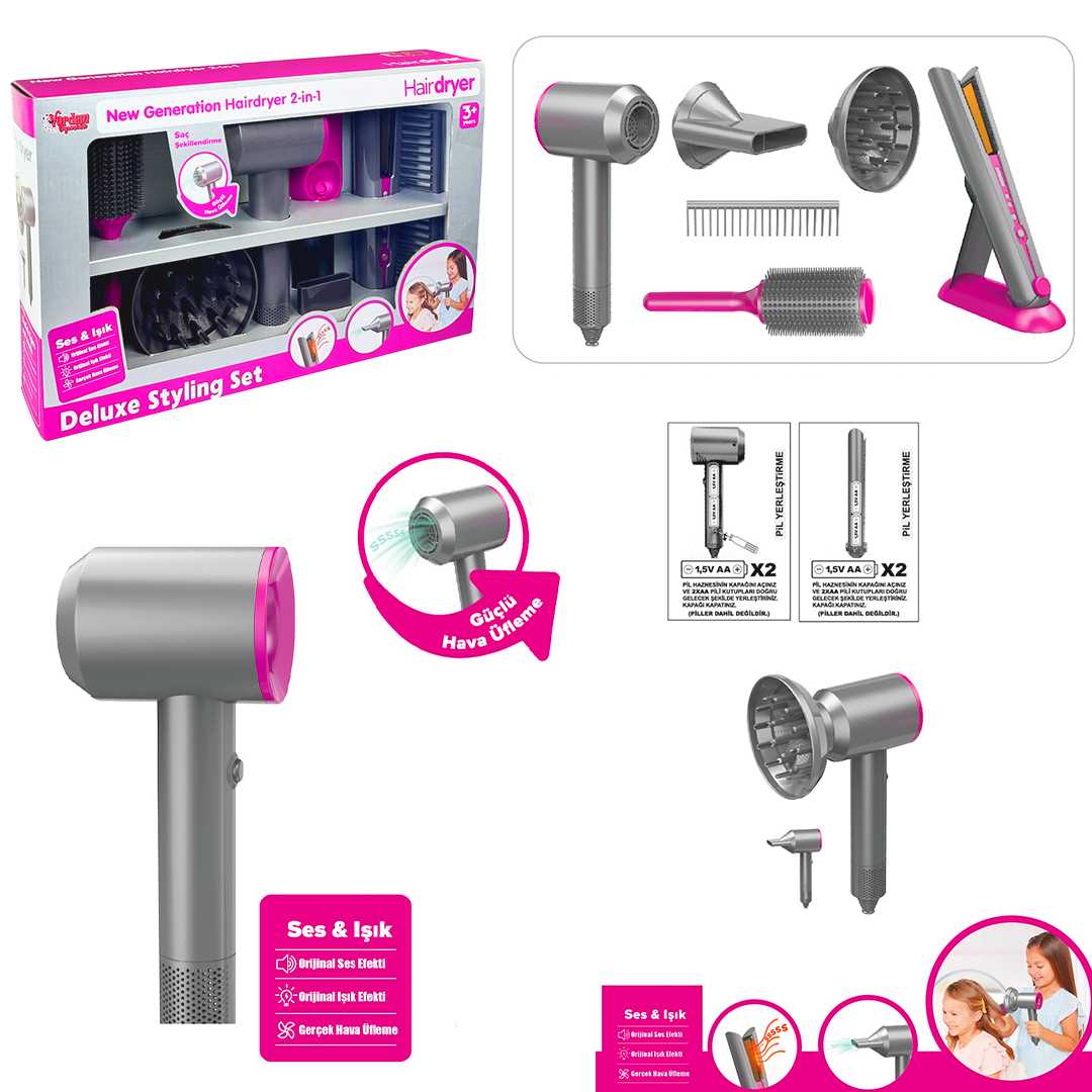 VARDEM HAİR DRYER 1019 LÜKS SAÇ BAKIM SETİ 2İN1 SESLİ IŞIKLI 3+ 1