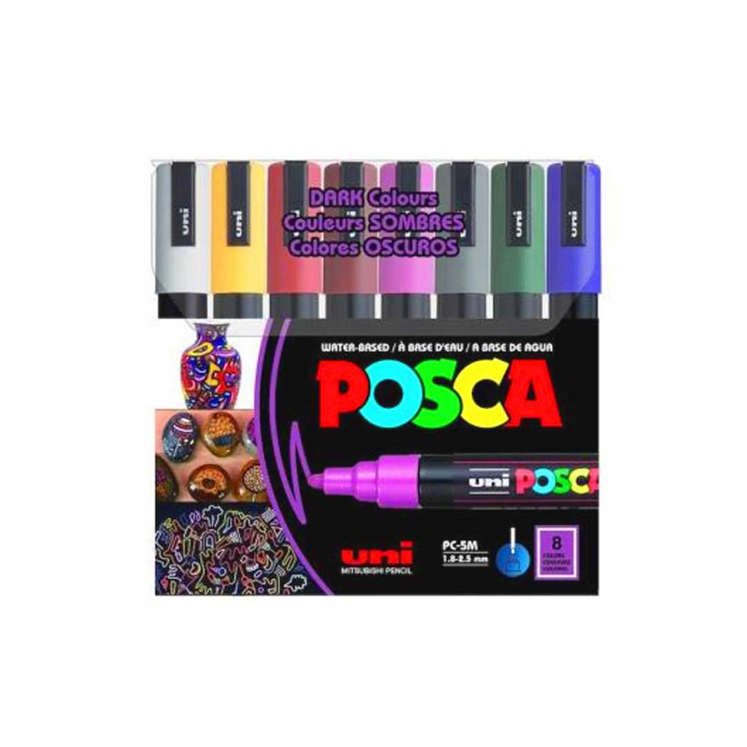 UNİ POSTER MARKÖRÜ POSCA PC-5M-8C DC 1.8-2.5 KOYU RENKLER 8 Lİ 1
