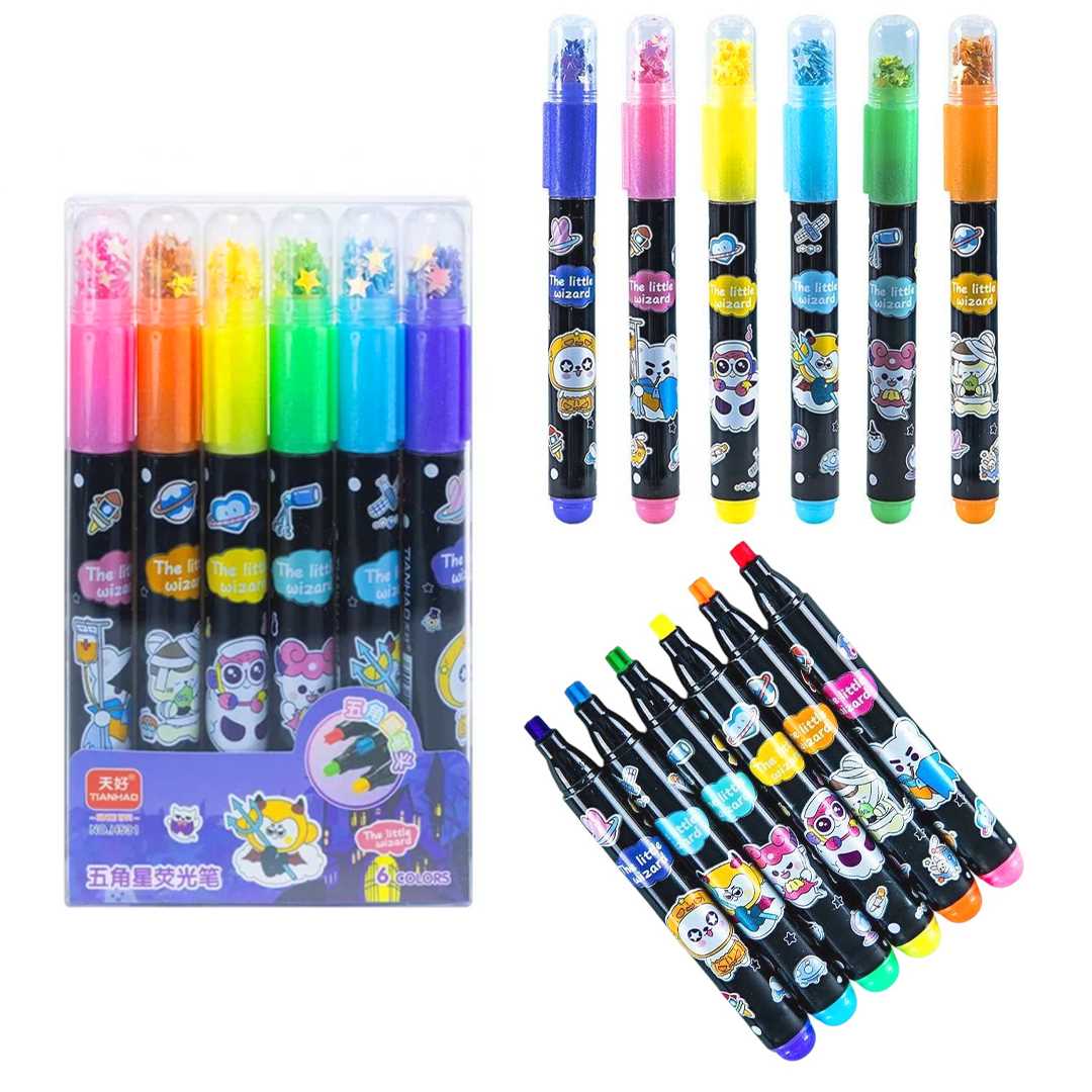 TİANHAO YILDIZ BASKI UÇLU FOSFORLU KALEM 6 RENK H531 1