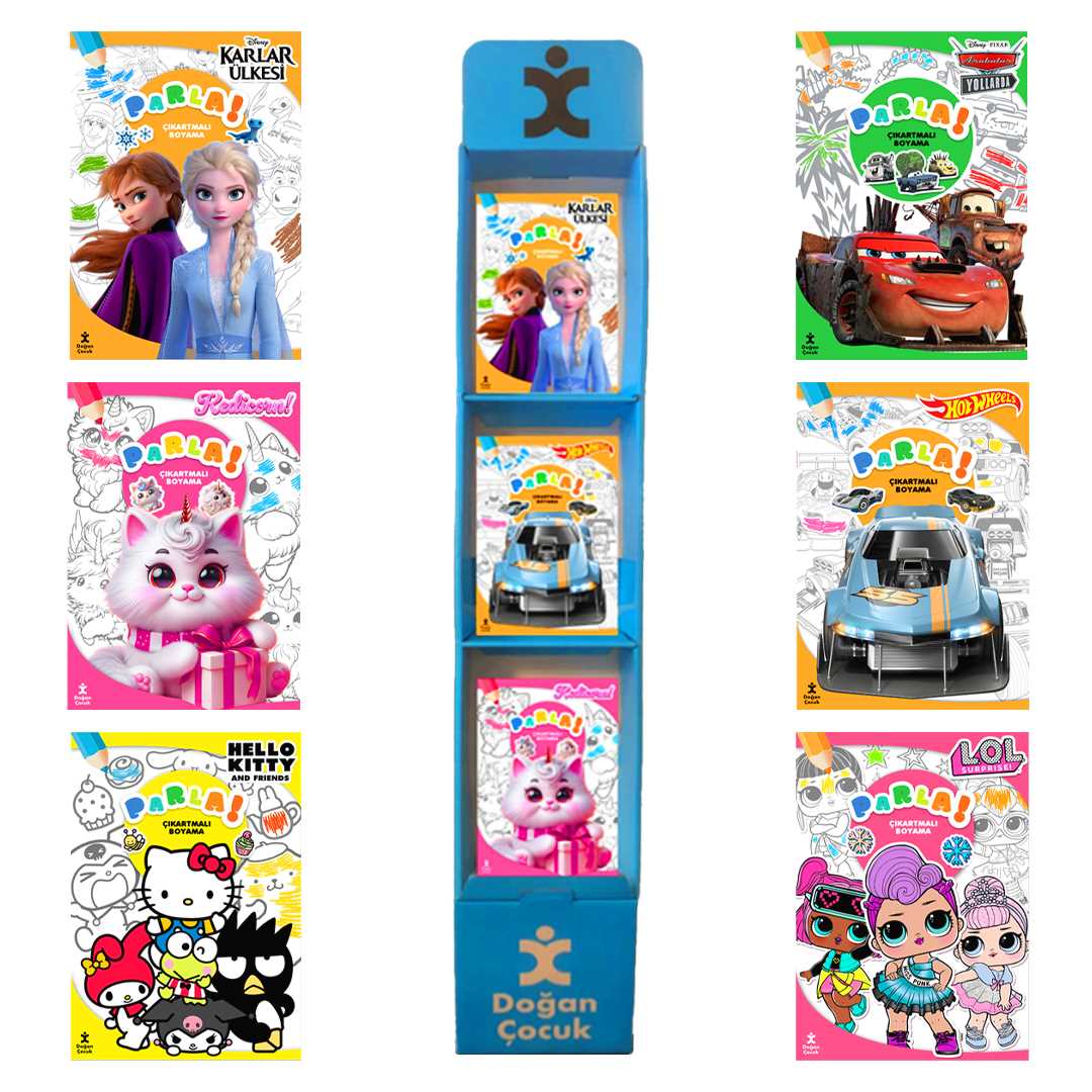 DOĞAN BOYAMA KİTABI ÇIKARTMALI KARIŞIK STAND 90 LI 1