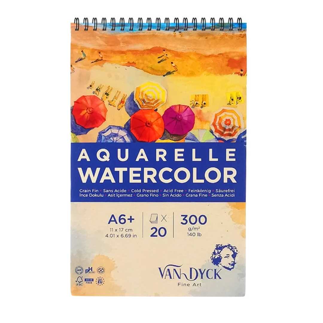 VAN DYCK SULU BOYA RESİM DEFTERİ A6 ÜSTTEN SPİRALLİ 300 GR 20 YP VD10009 1