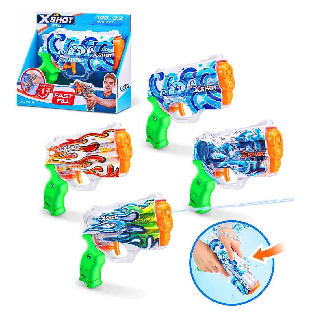 ZURU X-SHOT SU TABANCASI 11853A NANO FAST FİLL SKİNS 100 ML 9 METRE 19 CM 5+ 1