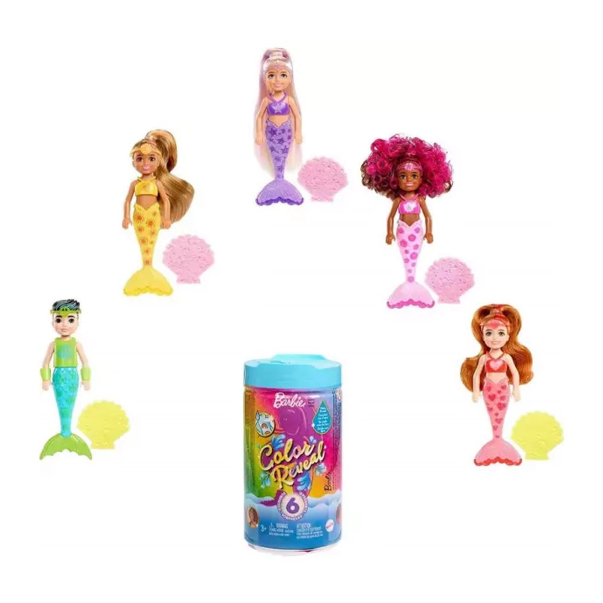 BARBİE HDN86 COLOR REVEAL RENK DEĞİŞTİREN GÖKKUŞAĞI DENİZ KIZI BEBEKLER 1