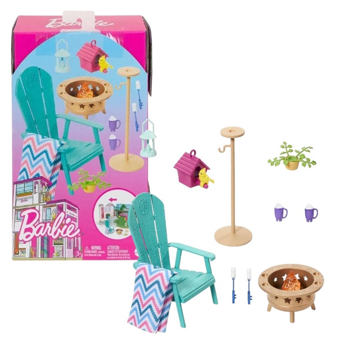 BARBİE HJV32 EV DEKORASYONU OYUN SETİ ARKA BAHÇE 3+ 1