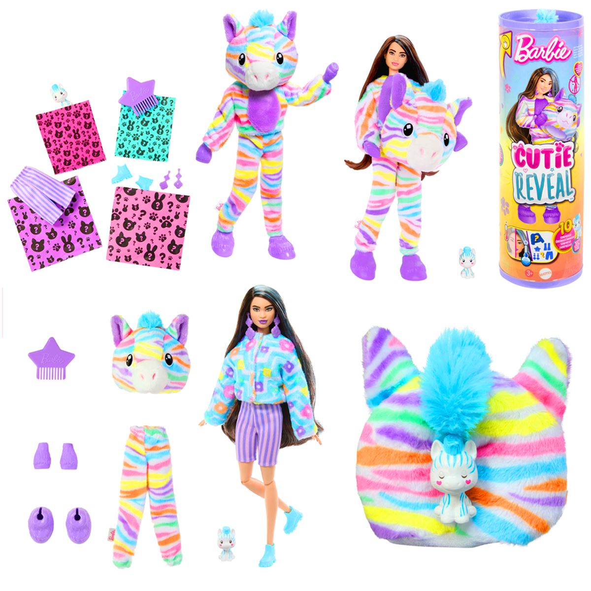 BARBİE CUTİE REVEAL HRK39 RÜYA RENKLER SERİSİ ZEBRA 3+ 1