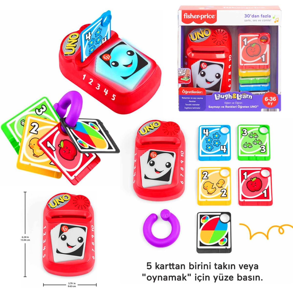 FİSHER PRİCE HWH16 LAUGH LEARN SAYMAYI VE RENKLERİ ÖĞRETEN UNO SESLİ 6-36M+ 1