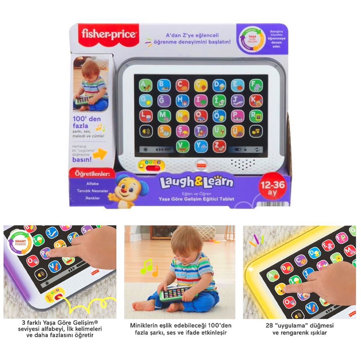 FİSHER PRİCE HXB69 LAUGH LEARN EĞİTİCİ TABLET YAŞA GÖRE GELİŞİM 12-36M+ 1