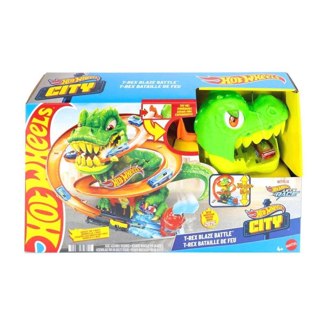 HOT WHEELS JBM73 T-REX VE İTFAİYE İSTASYONU OYUN SETİ 4+ 1