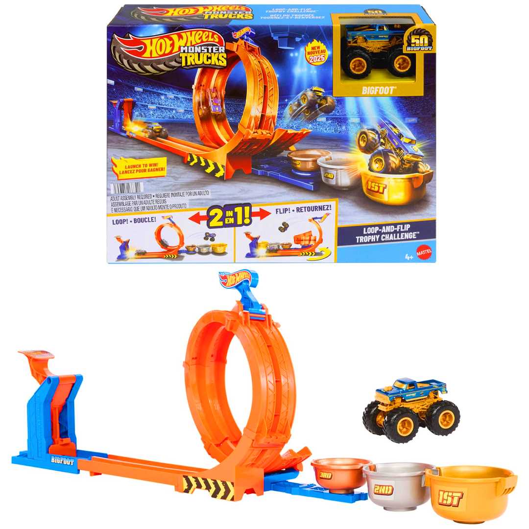 HOT WHEELS JBX64 MONSTER TRUCKS DÖNGÜ VE TAKLA BİGFOOT OYUN PARKURU 4+ 1
