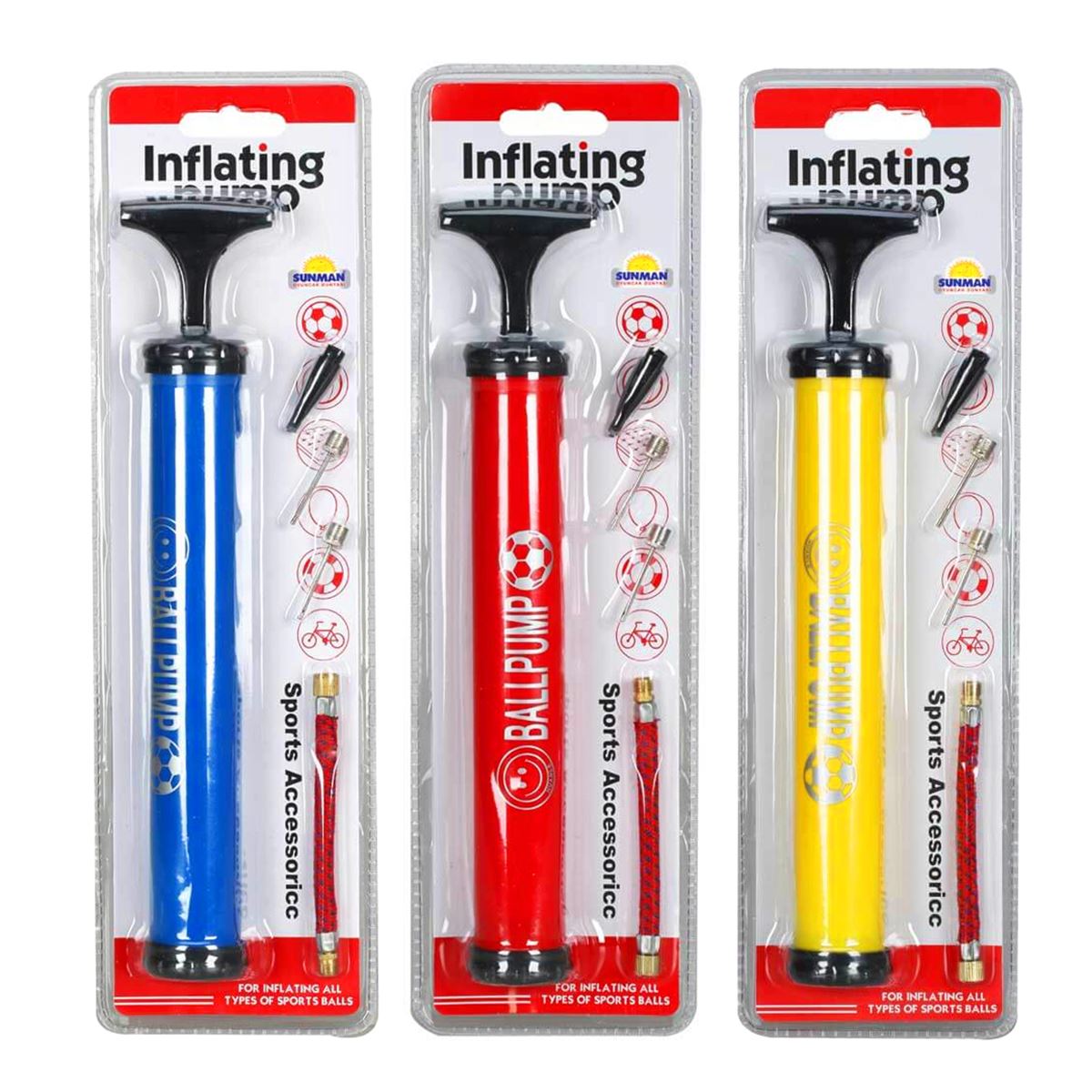 SUNMAN İNFLATİNG PUMP EL POMPASI C-3 6İN1 3 FARKLI UÇ KARTELA 1