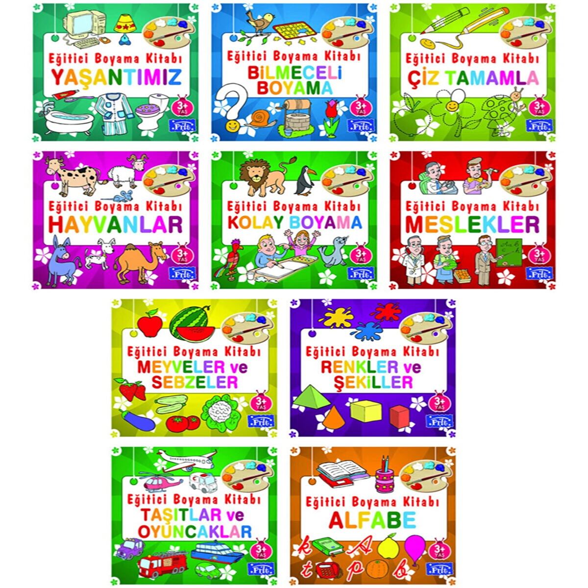 PARILTI BOYAMA KİTABI EĞİTİCİ BOYAMA SERİSİ 10 KİTAP 1